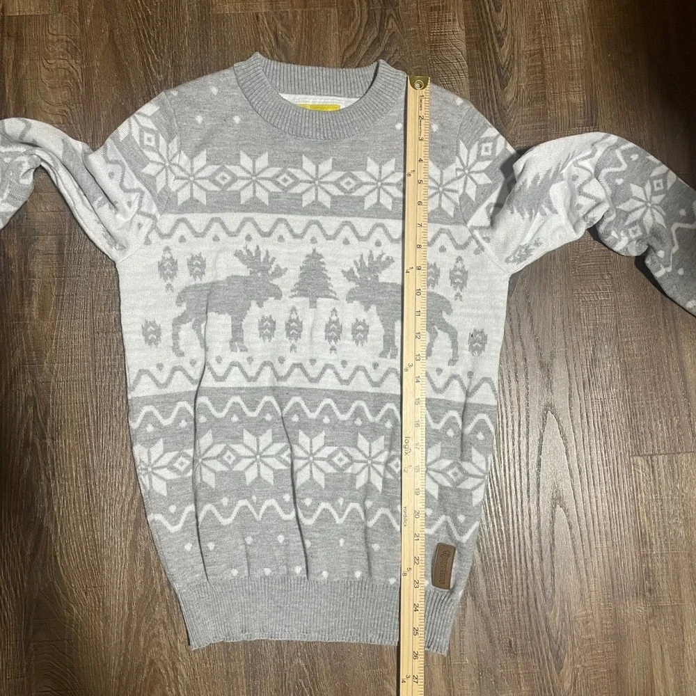Tipsy Elves Mens Small Grey White Fair Isle Moose Snowflake Winter Sweater Small